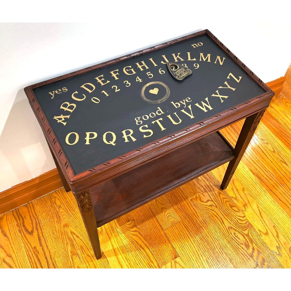 Vintage Carved Console Table Hand Painted Spirit Board Top Seance Gothic Witchy